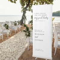 Minimalist Wedding Welcome sign Banner in black and white. I have found the one whom my soul loves, Song of Solomon 3:4 Bible Verse.