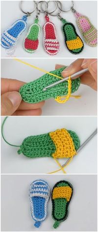 Crochet Easy Keychain Slippers