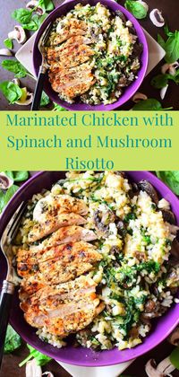 A classic Italian recipe of griddled chicken marinated in lemon garlic and herbs, served on a bed of mushroom and spinach risotto.