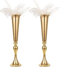 Amazon.com: Set of 2 Metal Trumpet Vases for Table Centerpieces, Anniversary Celebration Wedding Party Dinner Table Centerpieces, Wedding Decorations, 55.5cm/21.9 in Gold Vase : Home & Kitchen