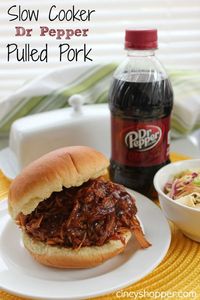 Slow Cooker Dr Pepper Pulled Pork- AMAZING flavors in this easy crock-pot meal. Plus it's super easy!