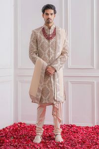 Buy Ankit V Kapoor Jacquard Embroidered Sherwani Set Online | Aza Fashions