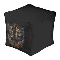 Artistic Feline Circle Twin Cats Pouf