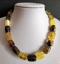 VINTAGE GENUINE BALTIC AMBER TUBE BEAD NECKLACE