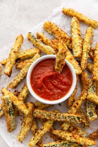 These Air Fryer Zucchini Fries are crispy, perfectly seasoned, and so easy to make. This tasty appetizer is the best air fryer zucchini recipe!