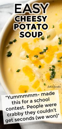 This simple cheesy potato soup recipe is ultra delicious and made with everyday ingredients! Everyone will adore the rich and creamy cheddar broth.