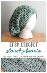 Easy Crochet Slouchy Beanie, Free Crochet Pattern + Video - fiberfluxblog.com