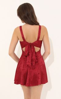 Sherice Floral Jacquard A-Line Dress in Red | LUCY IN THE SKY