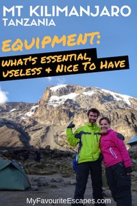 Mt Kilimanjaro Packing List: What’s Essential, Useless and Nice To Have (+Free PDF) | Without the right equipment for Kilimanjaro, I wouldn’t have reached the summit. Check out my Mt Kilimanjaro packing list for tips and essential gear. And download the PDF FOR FREE to help you in your packing! #Tanzania #Africa #Kilimanjaro #MountKilimanjaro #Hiking #HikingTips