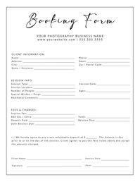 Use this beautiful and stylish client form to book your photography sessions. Available in both PSD and Microsoft Word Formats. This template is sized at 8.5 x 11.  Easy to edit in either program. You can change the font, text, colors and personalize it to reflect your own business. Purchase all 6 templates in this style (at a reduced price) by going to this link: https://www.etsy.com/ca/listing/1227499869 The bundle listing includes a contract, print release, consent and booking form, invoice a