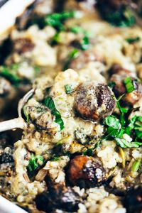 Warm and addicting comfort food alert! Cream of mushroom casserole (paleo, whole30, and dairy free). Layers of creamy sauce, cauliflower rice, herbed mushrooms, and lots of fresh basil! Made in minutes, then it’s in the oven! Easy whole30 dinner recipes. Whole30 recipes. Whole30 lunch. Whole30 recipes just for you. Whole30 meal planning. Whole30 meal prep. Healthy paleo meals. Healthy Whole30 recipes. Easy Whole30 recipes.