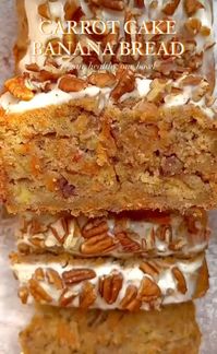 Ingredients   • 4 Large Ripe Bananas • 80 mls Maple Syrup • 80 mls Coconut Oil, Melted • 280g Self Raising Flour • 2 Large Carrots, Grated • 2 tsp Cinnamon • 120g Pecans  Topping (Optional)  3 Tbsp Cream Cheese 2 Tbsp Vanilla or Plain Yoghurt 1/2 tsp Cinnamon  Method  • Pre-heat oven 180c. • In a large bowl, mix together Bananas, Maple Syrup, Coconut Oil & Carrots. • Seive in Flower, Cinnamon & Pecans Mix Well. • Pour mixture into pre greased loaf tin • Bake for 40 - 45 mins.  (Optional Topping)  • Mix together Cream Cheese, Yoghurt & Cinnamon and spread on top of cooled Banana Loaf, sprinkle with Pecans.