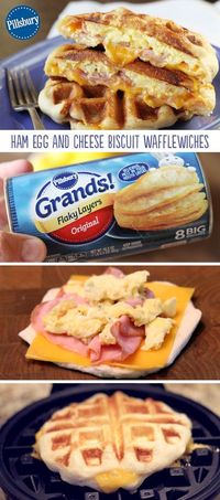 Ham, Egg, and Cheese Biscuit Wafflewiches--It's the recipe you make when you want to mix things up a bit.