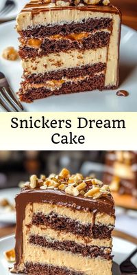 "Decadent Snickers Dream Cake Recipe - Layers of Chocolate, Nougat, Caramel, and Peanuts!" Indulge in the delicious flavors of a Snickers bar with this show-stopping Snickers Dream Cake. Layers of rich chocolate cake, fluffy nougat, sweet caramel, and crunchy peanuts come together to create a dessert lover's paradise. #SnickersCake #ChocolateCake #CaramelLovers #BakingAddict #CakeArt #DessertTime #BakingLove #FoodieFavorites #PeanutButterLovers #SweetTooth"