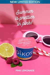 It’s a spoonful of sunshine!  Try the NEW and flavourful Oikos greek yogurt Pink Lemonade and discover its flavours of sparkling lemon, refreshing mint and real bits of raspberries. A perfect summer treat, but only available for a limited time. 🌞  #OikosCanada #Greekyogurt #PinkLemonade #Lemon #Mint #Raspberry #Snack #SummerTreat