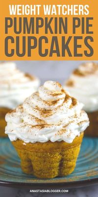 These are delicious pumpkin pie cupcakes. They are a perfect healthy Weight Watchers dessert and awesome for parties! #weight_watchers #ww #cupcakes #dessertrecipes #desserts #healthyrecipes