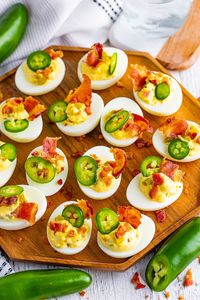 Jalapeno Deviled Eggs last in the fridge for up to 4 days, making this a fantastic make-ahead recipe. With a creamy filling and topped with bacon and jalapenos, your taste buds will be dancing!