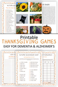 Embrace the changing leaves with our Printable Fall Activity Bundle for Dementia Care. This bundle includes a variety of autumn-themed activities, including Bingo, Scattergories, bucket list, scavenger hunt, coloring cards, word searches, crossword puzzles, and more.