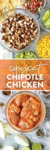 Copycat Chipotle Chicken - Seriously SO SO GOOD. Perfect for burritos and/or burrito bowls! And it’s even better than Chipotle, but shhhhh!