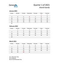 Free quarterly calendar for Aland Islands with holidays. Holiday calendars in PDF, Word, and Excel are printable and easy to customize.