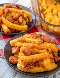 Chili Dog Casserole with Cheese Fries