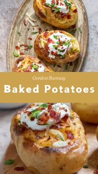 Gordon Ramsay’s Baked Potatoes are a savory meal consisting of russet potatoes, olive oil, and sea salt, and are a culinary marvel that’s crispy on top and tender on the inside in just 60 minutes!