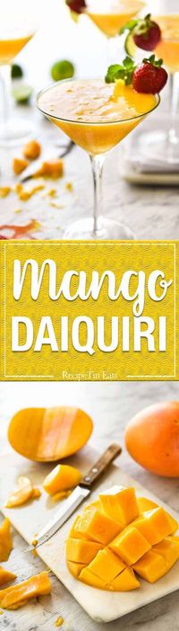 Mango Daiquiri made with fresh juicy mangoes, the king of all cocktails! Make this with or without a blender, frozen or not frozen.