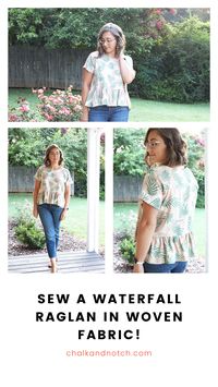 Making the Waterfall Raglan PDF sewing pattern? Click over to Heidi's Woven Waterfall Raglan tutorial for all detailed instructions and tips for hacking the pattern (designed for use with knit fabrics) for use with woven fabrics. Then create your own boxy ruffled peplum top!