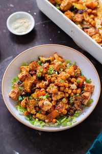 A gochujang tofu bowl is an easy, flavor-packed way to use up leftover veggies. Serve your gochujang bowl over rice, lettuce, or noodles. It’s such a versatile meal!