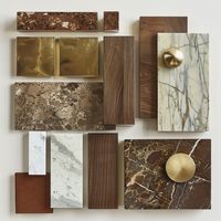 Interior design moodboard brown marble with white