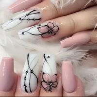 Beautiful White And Pink Floral Design Press On Nails