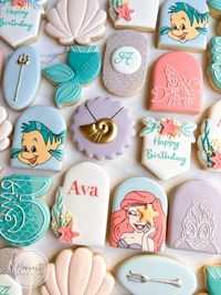 The Little Mermaid Ariel Under the Sea Birthday Cookies - Harvest Cookie Co. - Creating custom decorated, royal icing sugar cookies and desserts for your special events. Fort Calhoun & Omaha, Nebraska