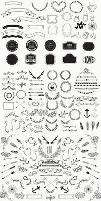 100 HandSketched Vector Elements #vector #doodle