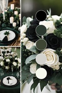 If you are looking for ideas to help you create your wedding color palette, then check out these beautiful hunter green, black, and white wedding color ideas to help inspire you! | Wedding color schemes | Wedding color palettes | Wedding theme | Wedding theme ideas | Wedding colors | Wedding color inspiration | Wedding color ideas | Wedding themes | Wedding colors unique | Fall wedding color ideas | Winter wedding color ideas | Spring wedding color ideas | Summer wedding color ideas |