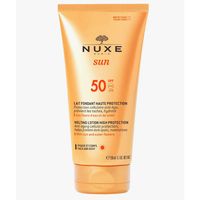 Nuxe Sun Melting Lotion High Protection Face and Body SPF50 150ml is a melting lotion with flowers of water and sun with high UVA/UVB sun protection and cellular anti-aging, which prevents dark spots and moisturizes the skin. Photostable milk. Non-comedogenic. Without ingredients of animal origin. Use: Before exposure, apply the product generously.Reapply frequently, especially after swimming or toweling off.If you do not apply enough product, the level of sun protection will be significantly re