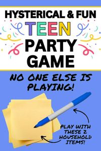 Hilarious teen game for teen sleepovers, birthday parties for teenagers or youth group games! Simple group game with household items and fun last minute game to add to your teen party activities or sleepover party games! One of the best teenager games for large groups or games with no supplies! Fun for any party theme games for teens! #teengame #gamesforteenagers #teenparty #sleepoverparty #easygames #birthdaygames #youthgroupgames #groupgames #gameideas