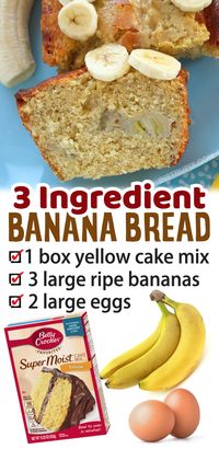 Easy Super Moist Banana Bread Recipe (just 3 ingredients!)