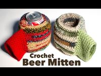 How to Crochet a Beer Mitten, Drink Cozy, Easy Tutorial - YouTube