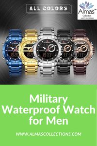 Only $49.95 + FREE SHIPPING  They come in 5 amazing colours Royal Blue, Gold, Black, Silver and Rose Gold. Extremely tough, with dual time, made from high-grade stainless steel and hardex. The perfect gift for that important occasion.  #usa #canada #uk #mugs #giftset #pakistan #mengifts #giftideas #militarywatches #europe #swtizerland #switzerland