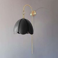 Leather Arched Sconce, Black, Small, Doma, Saddle Lamp Collection For Sale at 1stDibs