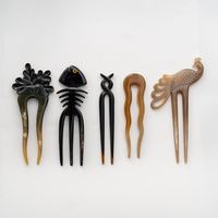 Set  5 Horn Hair Sticks,  Material: Buffalo horn.  Very smooth hair stick for long hair women with buns , polished carefully, strong and durable, gentle with your hair.  All our products are handmade using natural materials. Each piece is unique: variations in the shape, shade and color tones are characteristics of an exclusive item. NOTICE:  We manufacture and supply brooches and products carved from natural horn rather than plastic. The only way to distinguish between horn and plastic is to bu