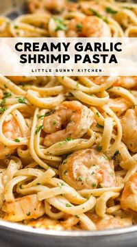 Creamy garlic butter shrimp pasta is an elegant pasta dish with big flavors! It's so quick and easy, and perfect for a weeknight dinner as it's ready in just 15 minutes. Serve this for a Romantic date night, for a special occasion, or as a family meal. Either way, everyone will love it!