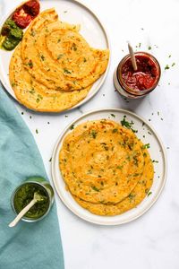 Masoor Dal Chilla's are gluten-free & vegan red lentil pancakes. Easy to make, they are perfect for breakfast, snack or served with curries