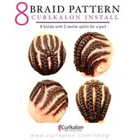 8 Braid Pattern: Here's the secret to how we get the perfect crochet install. 1⃣ Start with freshly washed and conditioned hair. 2⃣ Create an 8 braid pattern with a U part. (seen in our photo above) 3⃣ Crochet 10 curls onto each braid and repeat the process until entire head is complete. (The two ends braid closes to the ear [on each side] don't need more than 5 curls per braid). Use remaining where needed. 4⃣ Cut, Style and tag