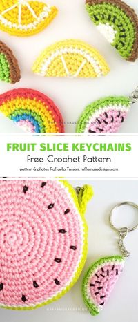 Crochet Fruit Slice Keychains