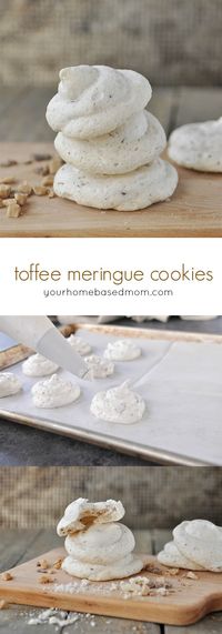 Toffee Meringue Cookies Recipe - crispy on the outside and chewy on the inside - These Toffee Meringue Cookies are going at the top of my To Bake list this holiday season!