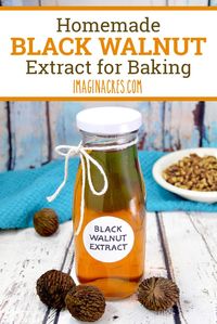 This homemade black walnut extract will elevate your baking with deep walnut flavor. See how to make this old-fashioned flavoring from foraged black walnuts. #foraging #baking #extract #DIY