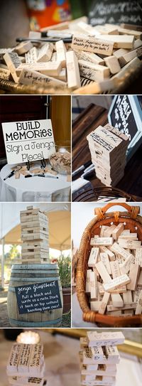 11 jenga Wood guestbook alternative wedding guest book tree stacking game wedding game redwood mahogany rustic wedding