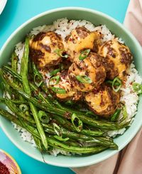 Easy rice bowl recipe with roasted green beans and sriracha aioli | More recipes on www.HelloFresh.com