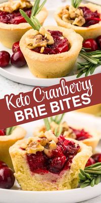 Keto Cranberry Brie Bites are the perfect bite-sized appetizers for the holidays. Easy keto pastry filled with sugar-free cranberry sauce and melty brie cheese! #ketorecipes #lowcarbrecipes #cranberryrecipes